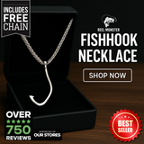 Fishing Hook Stainless Steel Charm and Necklace