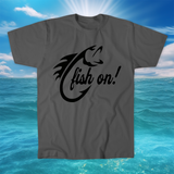 Reel Monster© Fish On Black Logo Fishing Shirt