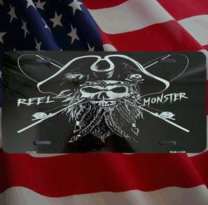 Captain Jack Reel Monster© Metal License Plate 10 Color choices MLP-1
