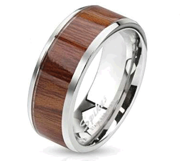 Mens Wood Inlay Ring MMR-8