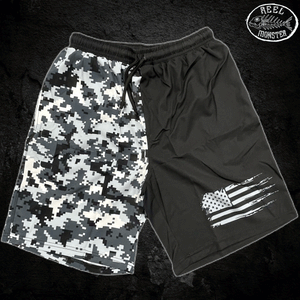 Reel Monster© Black Digital Camo Board Shorts