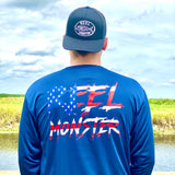 Reel Monster© Red White Blue Cool Performance L/S RMWDF-3165